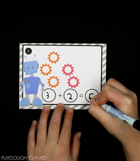 Robot Addition Cards - Playdough To Plato