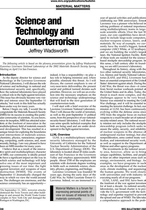 Science and Technology and Counterterrorism | MRS Bulletin | Cambridge Core