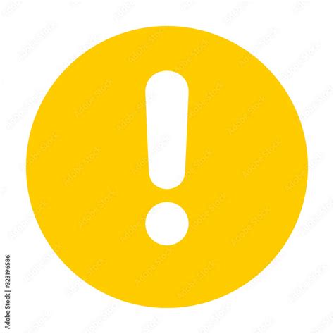 Flat round yellow exclamation point icon, button. Attention symbol ...