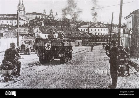 Minsk in the early days of the German occupation. Photo 1941 Stock ...