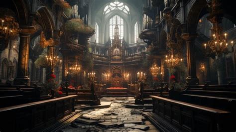 Premium AI Image | High angle shot of medieval art church interior