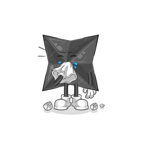 Premium Vector | Shuriken blowing nose character cartoon mascot vector