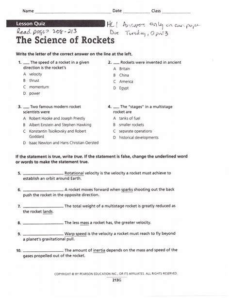 Pearson Education Worksheet Answers Science - Scienceworksheets.net