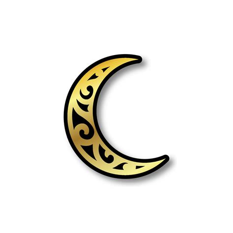 crescent moon logo with gold color and carving ornament. suitable for miscellaneous brands ...