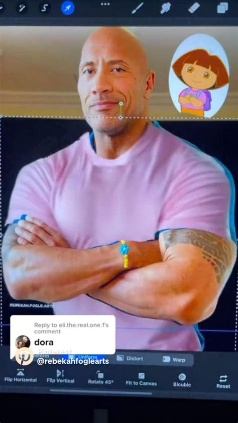 Dwayne Johnson the Rock as Dora the explorer