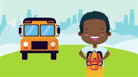 Little Boy School Bus Character4k Video Stock Footage Video (100% Royalty-free) 1040763017 ...