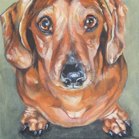 Dachshund dog art CANVAS print of LA Shepard painting 12x12