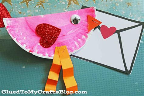 Paper Plate Valentine Love Note Bird Craft