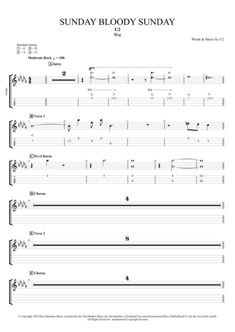 Sunday Bloody Sunday Tab by U2 (Guitar Pro) - Full Score | mySongBook