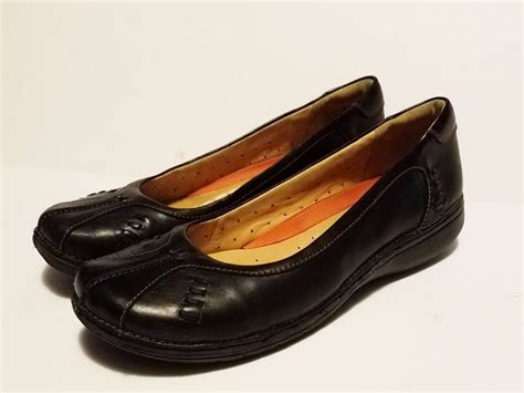 Clarks Unstructured Womens Black Leather Ballet Flats Size 10 M ...