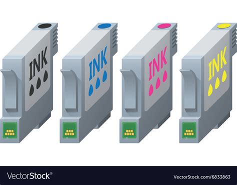 CMYK ink cartridges in isometric Royalty Free Vector Image