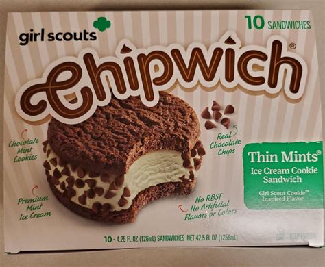 Chipwich Girl Scouts Thin Mints Ice Cream Cookie Sandwich : r/Costco