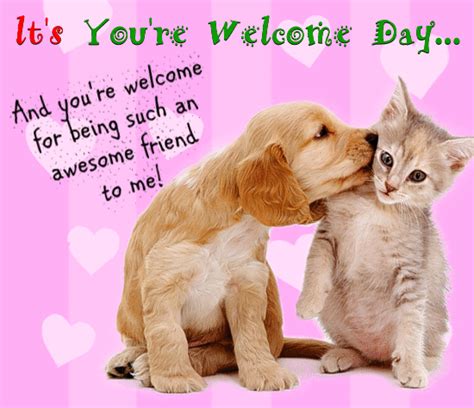 A Cute You’re Welcome Day Ecard! Free You're Welcome Day eCards | 123 Greetings