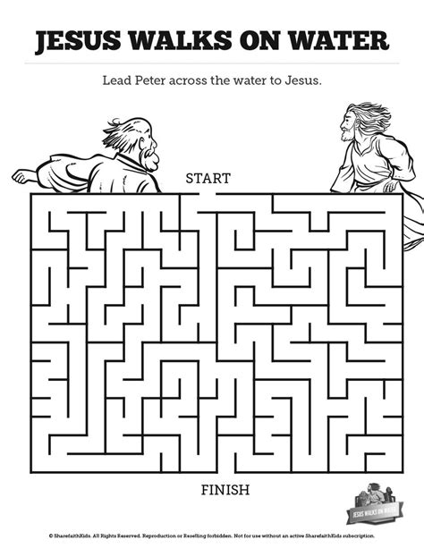 Jesus Walks On Water Bible Mazes: This Jesus walks on water Bible maze ...