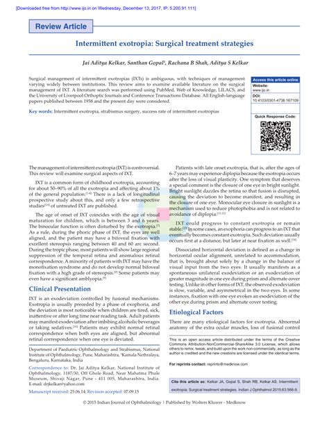 (PDF) Intermittent exotropia: Surgical treatment strategies