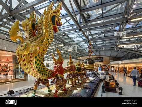 Bangkok, Suvarnabhumi Airport, terminal, depiction of the Samudra ...