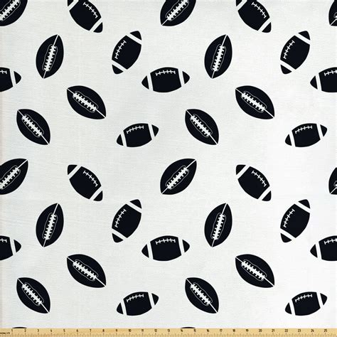 American Football Fabric by The Yard, Monochrome Pattern with Black ...