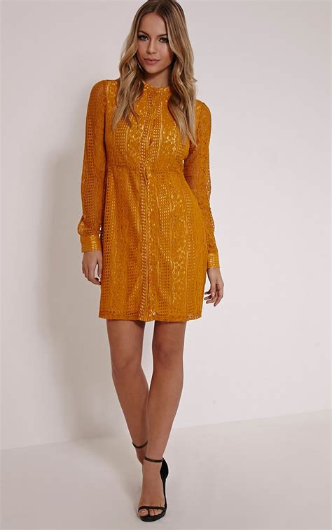 Mustard Yellow Long Sleeve Dress & Be Beautiful And Chic – FashionMora