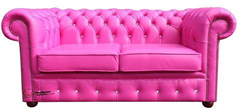 Chesterfield 2 Seater Swarovski CRYSTALLIZED™ Diamond Fuchsia Pink Leather Sofa Offer Orange ...