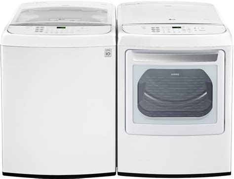 LG LGWADREW19011 Side-by-Side Washer & Dryer Set with Top Load Washer and Electric Dryer in White