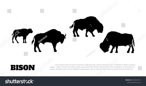 Black Silhouette Bison Herf On White Stock Illustration 1299154771 | Shutterstock