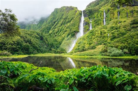 Waterfalls, Green Paradise Hidden in Flores Island, Azores, Portugal ...