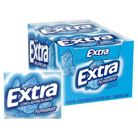 EXTRA Gum Peppermint Chewing Gum, 15 Pieces Packs, 10 Count - Walmart ...