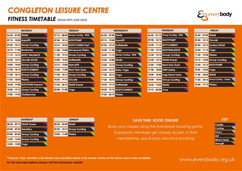 Congleton Leisure Centre Group Fitness Timetable • Everybody Health and ...