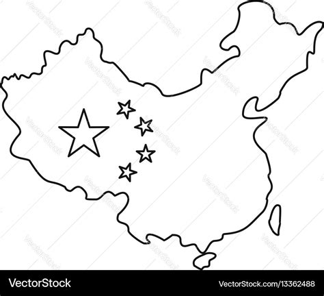 Map of china with flag icon outline style Vector Image