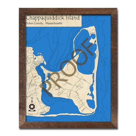 Chappaquiddick Island, MA 3D Wood Map | Laser-etched Nautical Decor