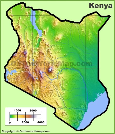 Kenya physical map - Ontheworldmap.com