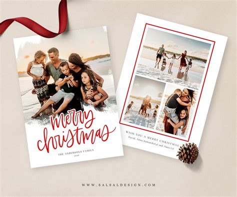 Christmas Card Photoshop Template Holiday Card Template - Etsy