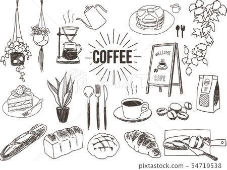 Cafe line drawing illustration - Stock Illustration [54719538] - PIXTA