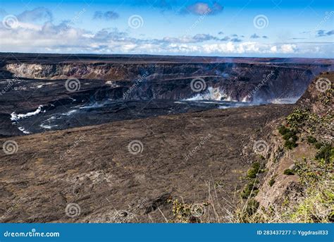 View of the Kilauea Lava Lake Empty Stock Image - Image of pacific ...