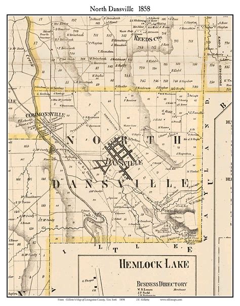 North Dansville, New York 1858 Old Town Map Custom Print - Livingston Co. - OLD MAPS