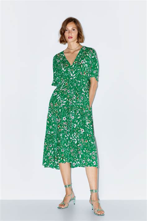 MIDI FLORAL PRINT DRESS - View all-DRESSES-WOMAN | ZARA United States | Printed midi dress ...