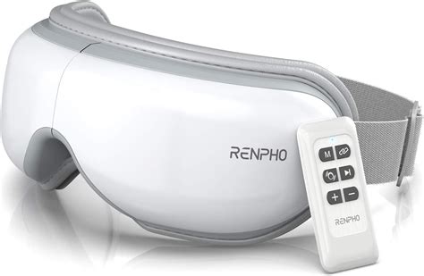 RENPHO 2.0 - Eye Massager with Remote Control and Heat Function, Wireless Music Rechargeable Eye ...