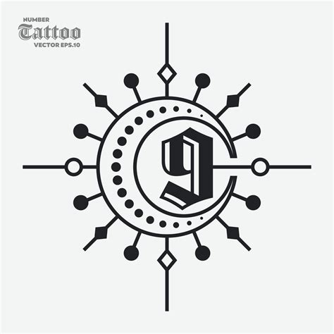 Number 9 Tattoo Logo 11422339 Vector Art at Vecteezy