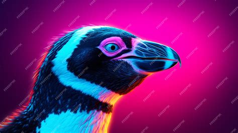 Premium Photo | African Penguin animal neon Color AI Generated pictures