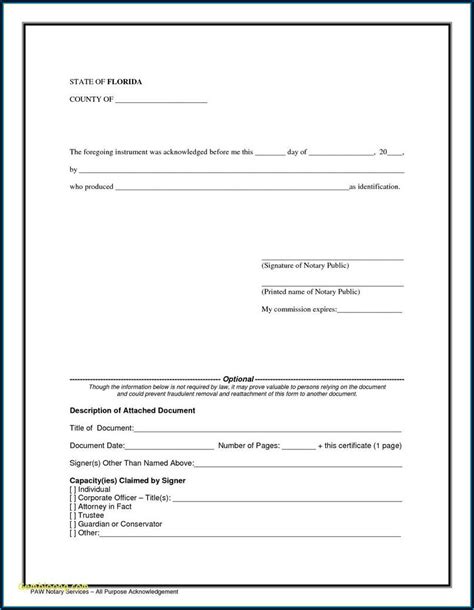 Blank Notary Acknowledgement Form