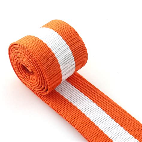 Stripe Webbing Orange cotton webbing 38mm Stripe Belt Webbing | Etsy