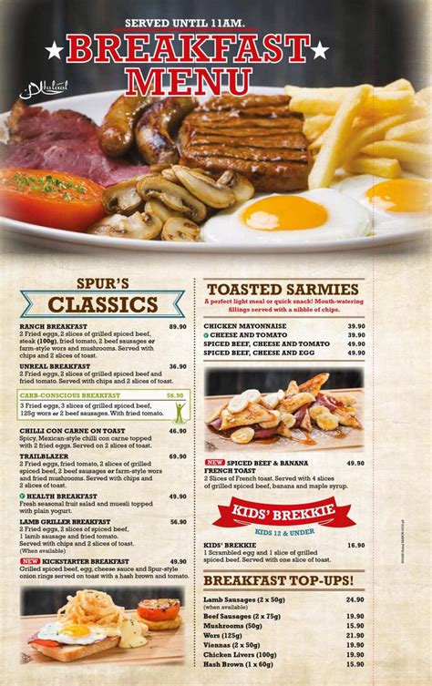 Spur Steak Ranches Menu Prices & Specials