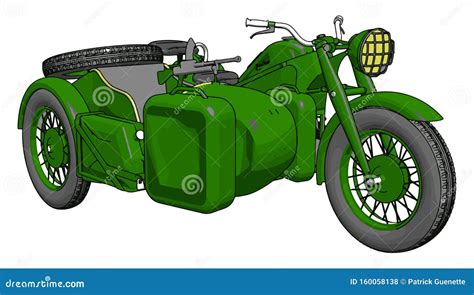 3D Vector Illustration of a Military Motorcycle with Sidecar Stock ...