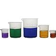 5 Piece Premium Laboratory Plastic Beaker Set, Made of High Clarity ...