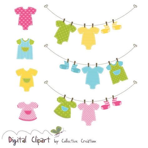 Baby Clothes Line & Onesies Clipart Set Ideal for - Etsy