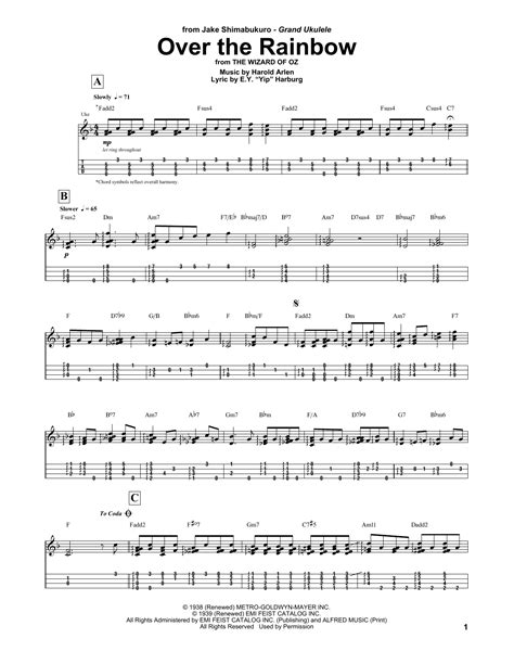 Harold Arlen 'Over The Rainbow (arr. Jake Shimabukuro)' Sheet Music and ...