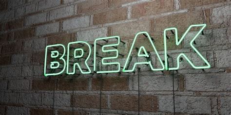 BREAK - Glowing Neon Sign on Stonework Wall - 3D Rendered Royalty Free ...