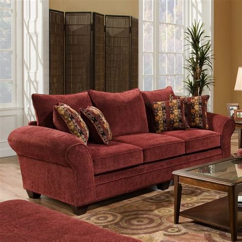 Chelsea Home Clearlake Casual Masterpiece Burgundy Sofa at Lowes.com