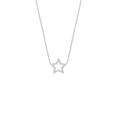 CZ Open Star Necklace Silver Plated