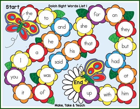 Spring Themed Sight Word Game Boards - Make Take & Teach